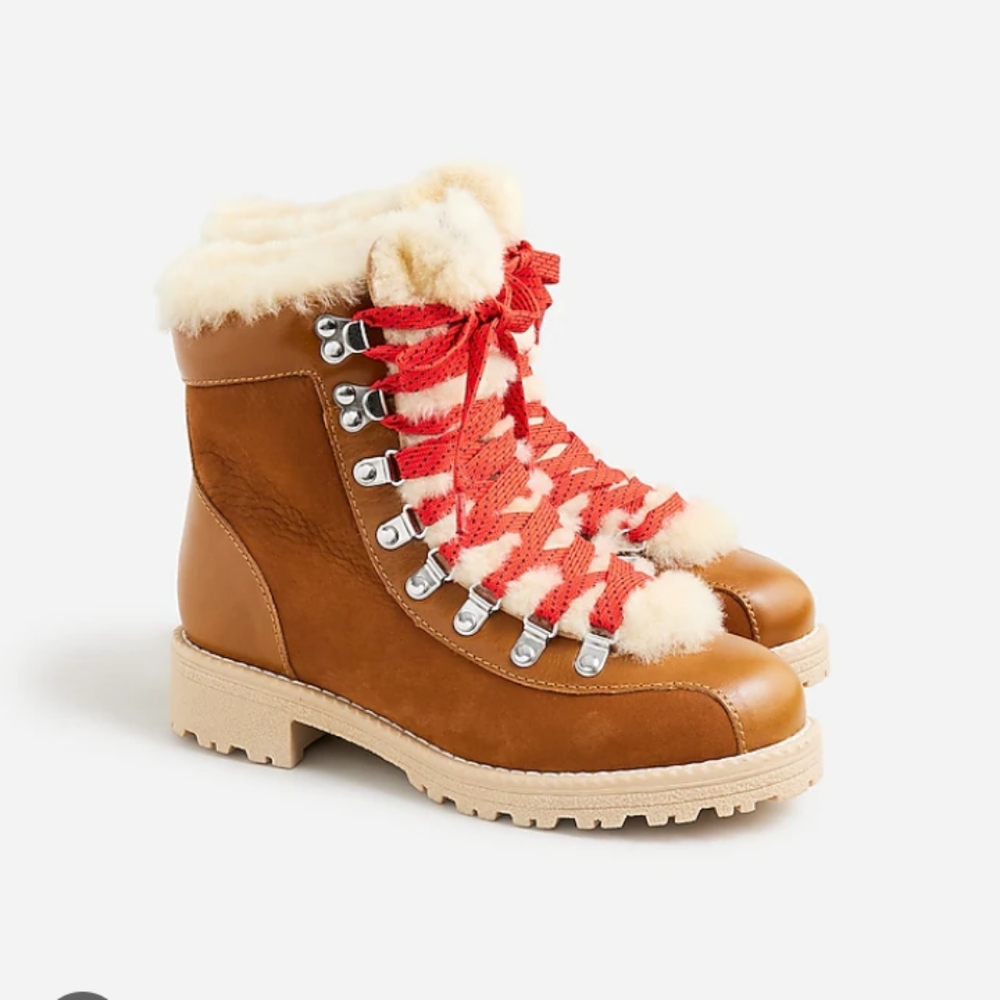 NWT.J. Crew Brown and Cream Winter Boots with Sherpa Lining.Size 6M - Picture 8 of 9
